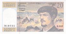 France 20 Francs Debussy - 1993 Serial E.045 - aUNC