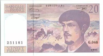 France 20 Francs Debussy - 1995 Serial G.48