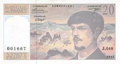 France 20 Francs Debussy - 1995 Serial J.048 - aUNC