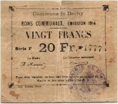 France 20 Francs Dechy City - 1914