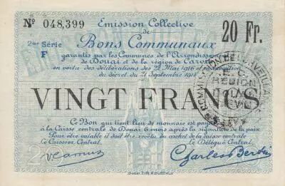 France 20 Francs Douai City - 1916