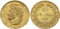 France 20 Francs Louis-Philippe 1er - Tête laurée - 1833 B Rouen - Or