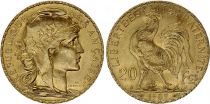 France 20 Francs Marian - Rooster 1909 - Gold