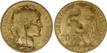 France 20 Francs Marian - Rooster 1912 - Gold