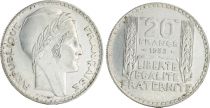 France 20 Francs Marian with laureate head -1933 Silver