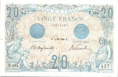 France 20 Francs Mercury and woman seated - 1906