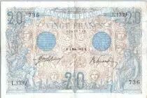 France 20 Francs Mercury and woman seated - 1912 - L.1339