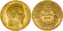 France 20 Francs Napoleon III - Head right - 1857 A