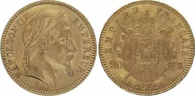 France 20 Francs Napoleon III - Laureate Head - 1861 A Paris - Gold