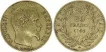 France 20 Francs Napoleon III Empereur 1854 A Paris - Gold