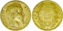 France 20 Francs Napoleon III Laureate head - 1857 A Paris - Gold