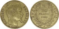 France 20 Francs Napoléon III Tête nue - 1854 A Paris - Or