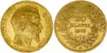 France 20 Francs Napoleon III Tete nue - 1857 A Paris