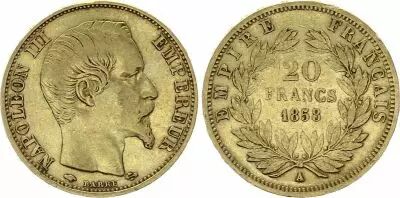 France 20 Francs Napol�on III T�te nue - 1858 A Paris - Or
