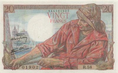 France 20 Francs P�cheur - 05-11-1942 - S�rie R.58
