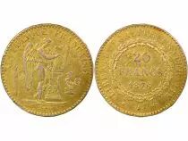 France 20 Francs Platine, Génie, Contrefaçon d\'époque - 1876 A Paris