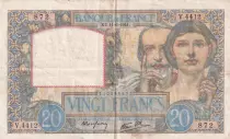 France 20 Francs Science and Industry -  11/06/1941 - Serial V.4412