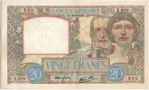 France 20 Francs Science and Industry - 22-08-1940 Serial X.959