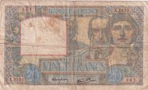 France 20 Francs Science and Labour - 19-12-1940 - Serial X.2521