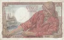 France 20 Francs Sheperd 05-11-1942 - Serial O.47