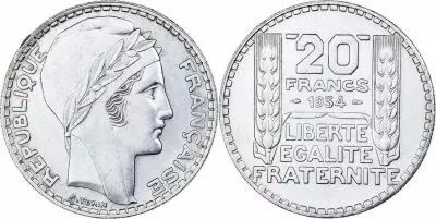 France 20 Francs Turin - 1934 Silver