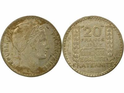 France 20 Silver Francs, Turin - 1937 Paris