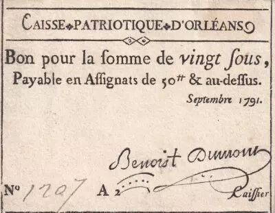 France 20 Sous - Loiret - Caisse patriotique Orl�ans - Septembre 1791