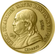 France 200 Euros Haut relief OR - 1 Oz Benjamin Franklin 2025