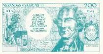 France 200 Francs - Billet publicitaire - Verandas 4 saisons - Sp&eacute;cimen
