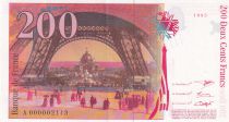 France 200 Francs - Gustave Eiffel - Eiffel tower - 1995 - Low serial A 000002113 - P.159