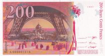 France 200 Francs - Gustave Eiffel - Eiffel Tower - 1995 - Number A000001216 - F.75.01
