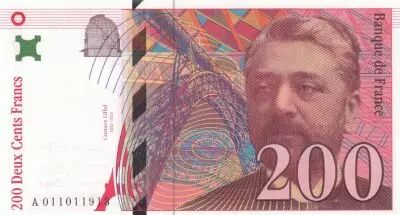 France 200 Francs - Gustave Eiffel - Eiffel tower - 1996 - Serial A.011