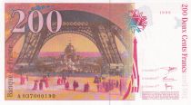 France 200 Francs - Gustave Eiffel - Eiffel Tower - 1996 - Serial A.037 - 190th banknote for this sign - F.75.03A1