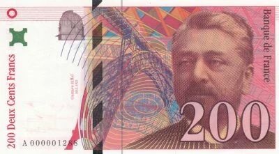 France 200 Francs - Gustave Eiffel - Tour Eiffel - 1995 - Petit num�ro A 000001288