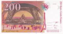 France 200 Francs - Gustave Eiffel - Tour Eiffel - 1996 - Série A.037 - 190ème billet pour cette signature - F.75.03A1