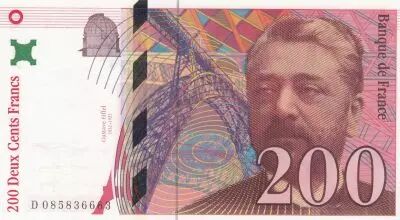 France 200 Francs - Gustave Eiffel - Tour Eiffel - 1999 - Serial D.085