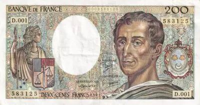 France 200 Francs - Montesquieu - 1981 - S�rie D.008 - F.70.01