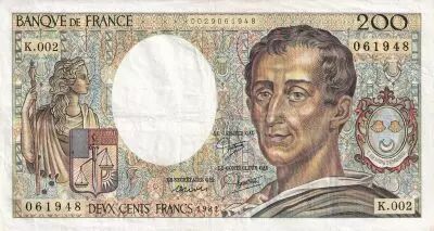 France 200 Francs - Montesquieu - 1981 - S�rie G.002
