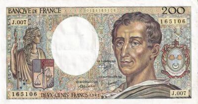 France 200 Francs - Montesquieu - 1981 - S�rie J.007