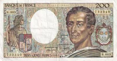 France 200 Francs - Montesquieu - 1981 - S�rie N.003