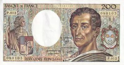 France 200 Francs - Montesquieu - 1982 - Serial P.012 - P.155