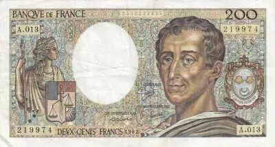 France 200 Francs - Montesquieu - 1982 - S�rie A.013