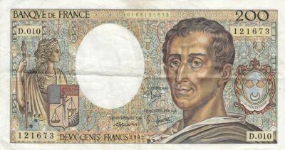 France 200 Francs - Montesquieu - 1982 - Series D.010