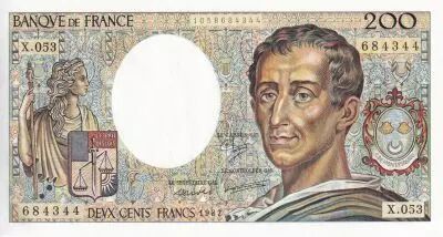 France 200 Francs - Montesquieu - 1987 - Serial X.053 - P.155