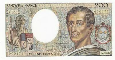 France 200 Francs - Montesquieu - 1988 - Serial A.056 - Small number