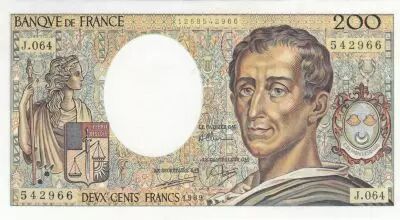 France 200 Francs - Montesquieu - 1989 - Serial J.064
