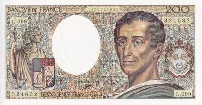 France 200 Francs - Montesquieu - 1990 - Serial L.099 - P.155