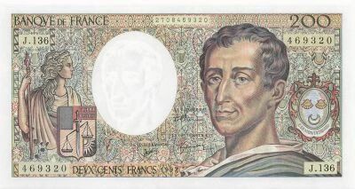 France 200 Francs - Montesquieu - 1992 - Serial J.136