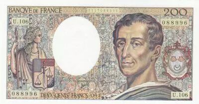 France 200 Francs - Montesquieu - 1992 - Serial U.106