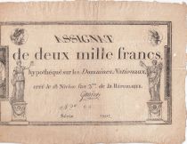 France 2000 Francs 18 Nivose An III - 7.1.1795 - Sign. Gaudet - PTTB